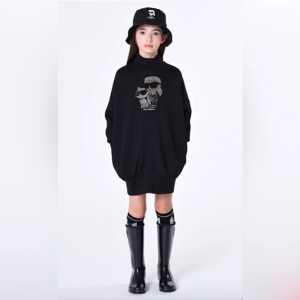 NIB [Karl Lagerfeld] Ikonik Kids Black Logo Rain Boots Girls Size EU 33 / US 2
